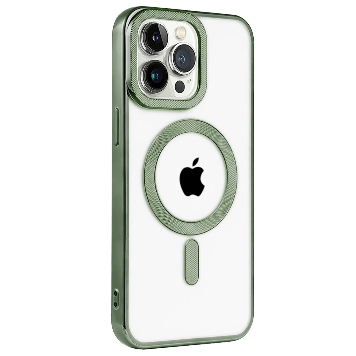 iPhone 14 Pro Max Kronos Magsafe Kılıf - Koyu Yeşil (Esnek ve İz Bırakmayan)
