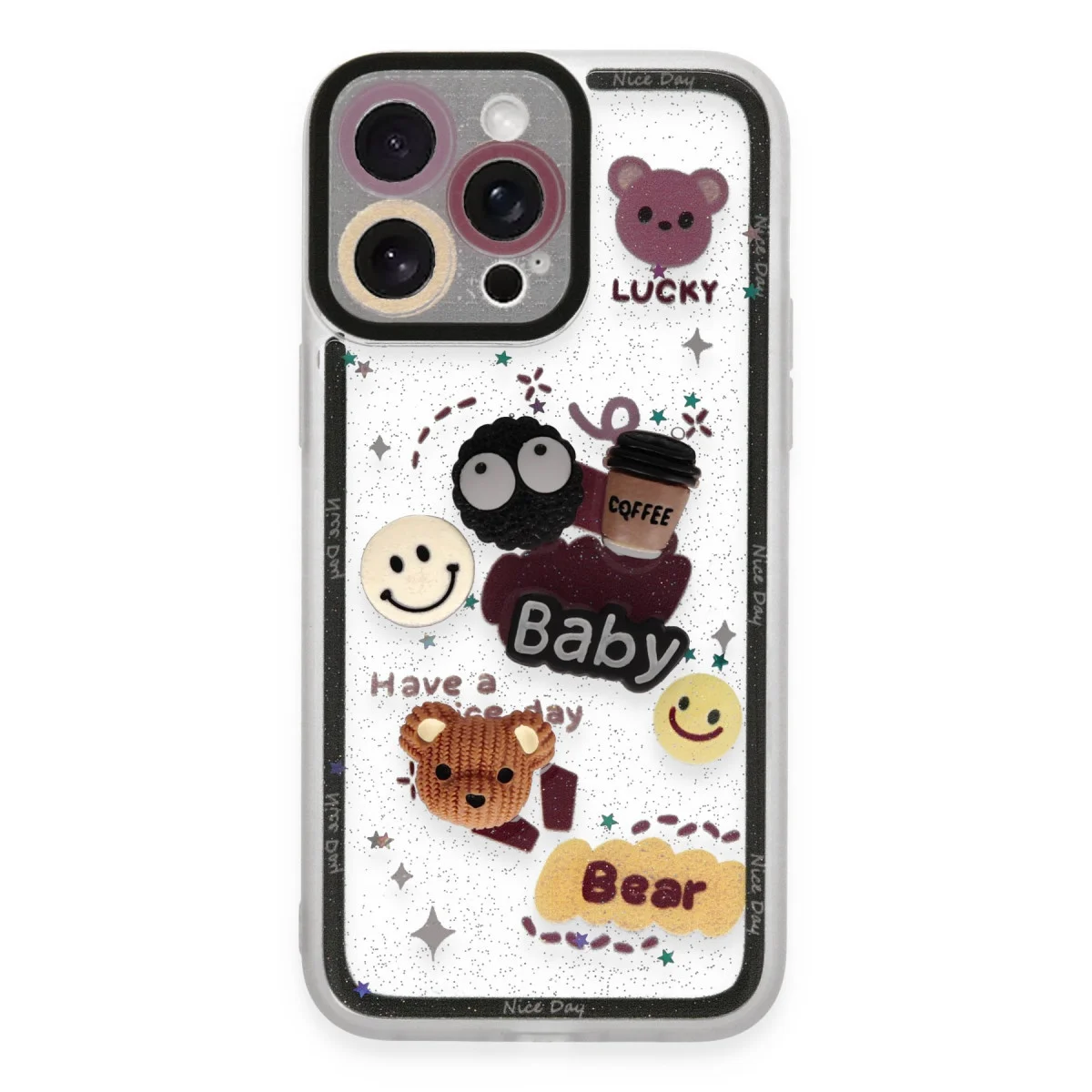 iPhone 14 Pro Max Sweet Desenli Silikon Kılıf - Şık ve Koruyucu Sarı Kapak