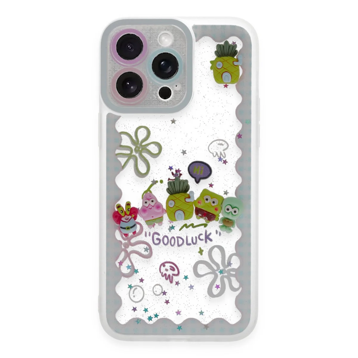 iPhone 14 Pro Max Sweet Desenli Silikon Kılıf - Açık Mavi