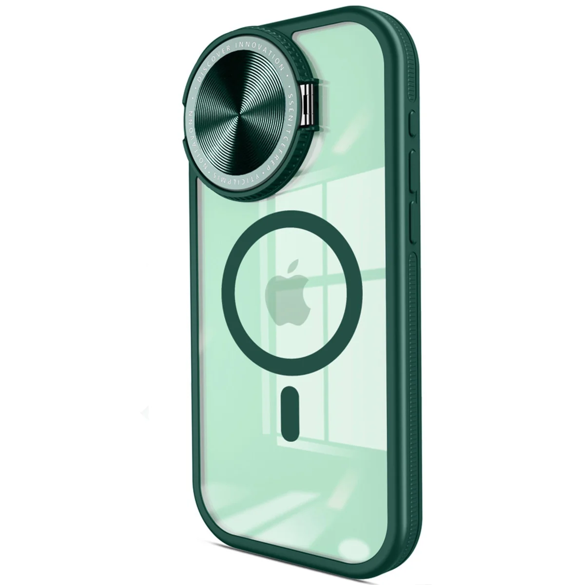 iPhone 14 Pro Max Teleskop Lens & Magsafe Kılıf - Koyu Yeşil Silikon Kapak