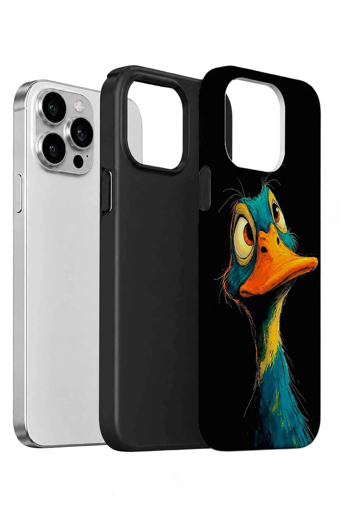 iPhone 14 Pro Max Vorian Çift Katmanlı Neon Ördekli Kılıf - Görsel 2
