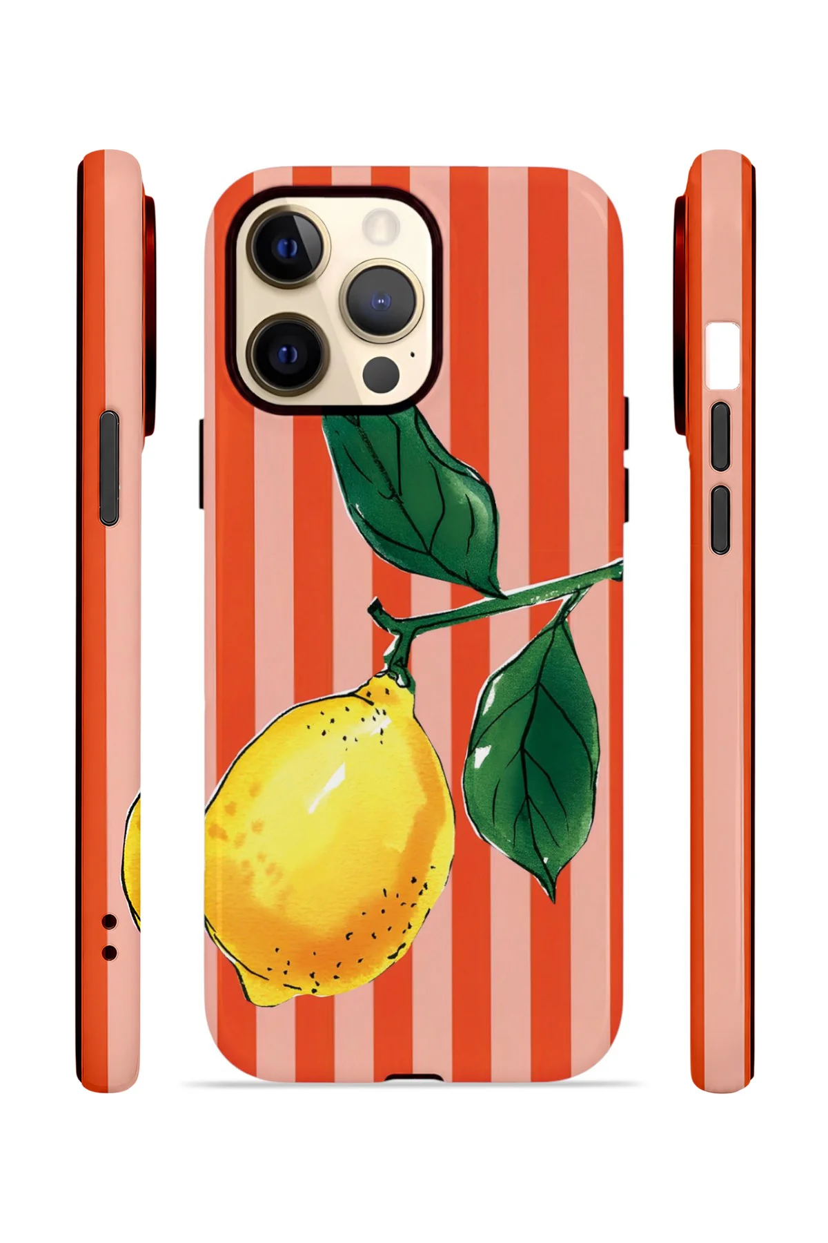 iPhone 14 Pro Max Vorian Çift Katmanlı Kılıf Sicilian Lemon Red Stripe