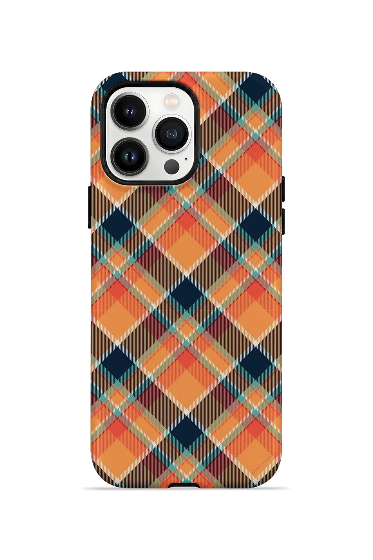 iPhone 14 Pro Max Vorian Çift Katmanlı Turuncu Lacivert Ekose Kılıf iPhone 14 Pro Max Vorian Çift Katmanlı Turuncu Lacivert Ekose Kılıf