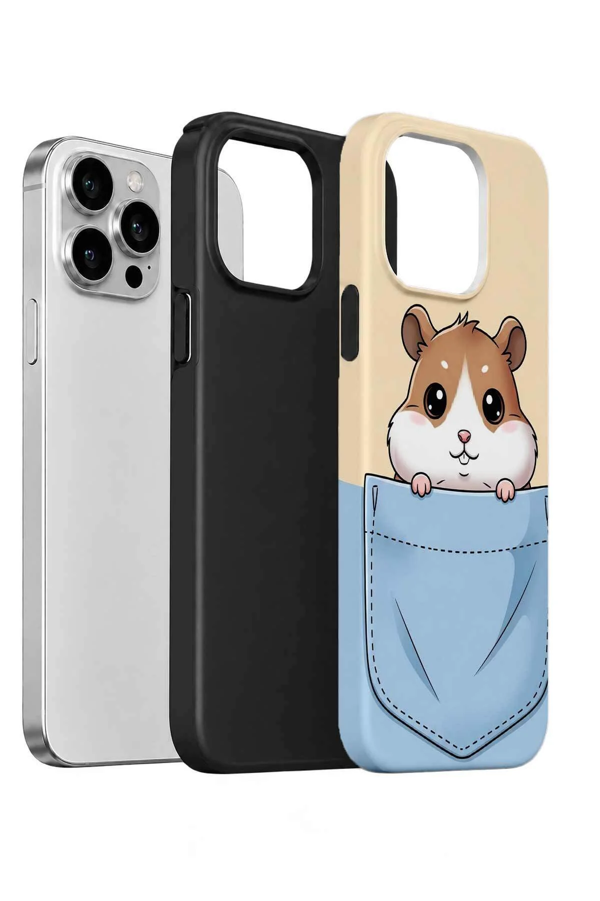 iPhone 14 Pro Max Vorian Çift Katmanlı Cepli Hamsterli Kılıf - Görsel 2