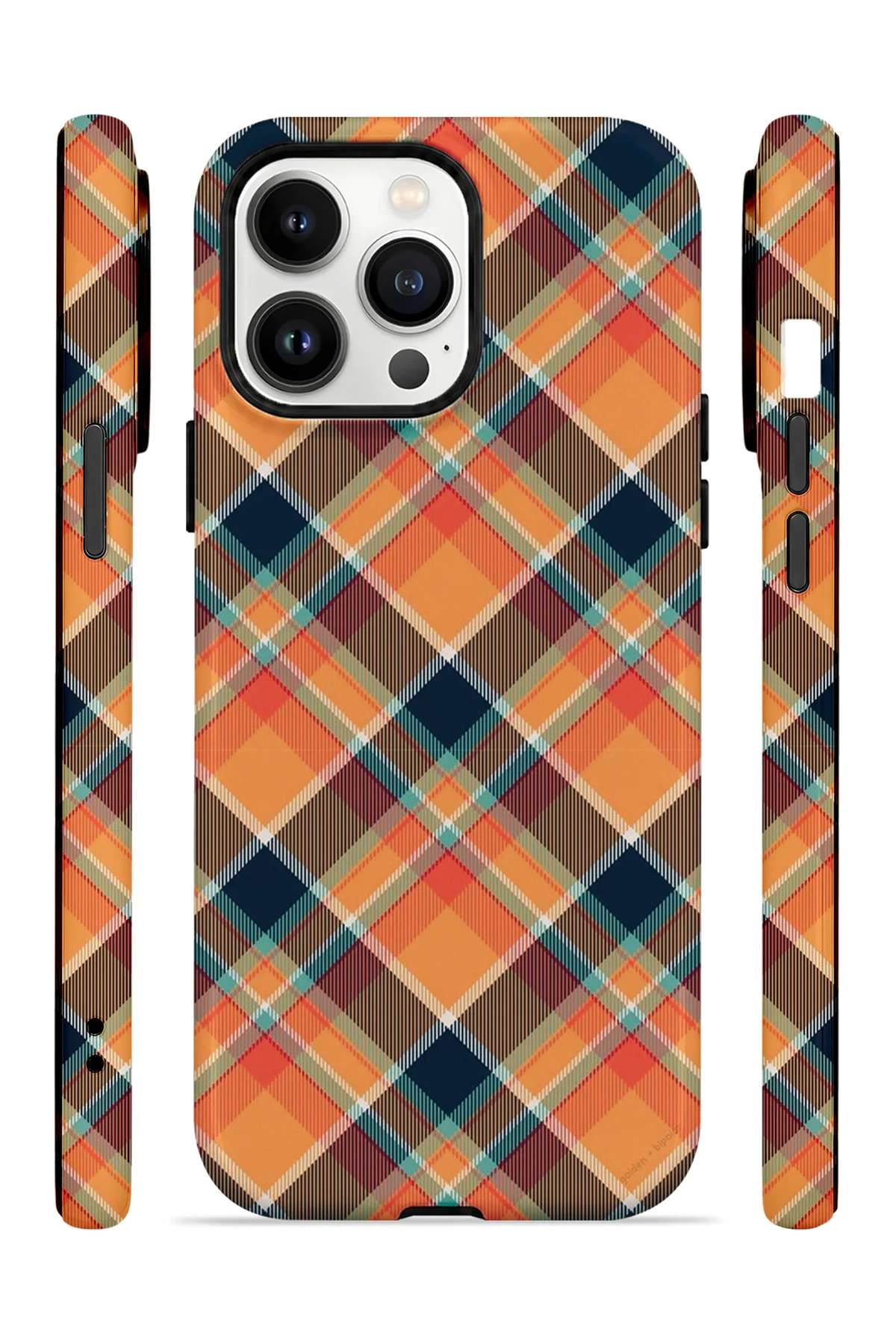 iPhone 14 Pro Max Vorian Çift Katmanlı Turuncu Lacivert Ekose Kılıf iPhone 14 Pro Max Vorian Çift Katmanlı Turuncu Lacivert Ekose Kılıf - Görsel 3