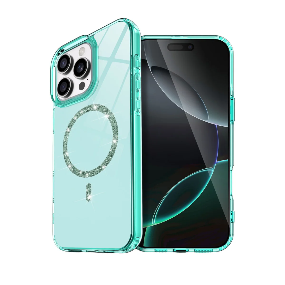 iPhone 14 Pro Max Yeşil Live Diamond Magsafe Kapak - Kristal Parlaklık ve Güçlü Mıknatıs