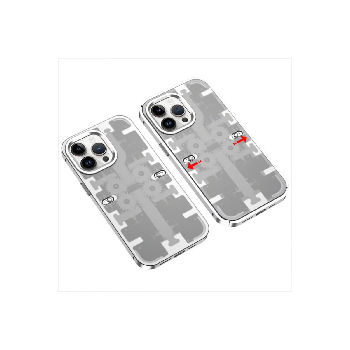 iPhone 14 Pro Mekanik Bumper Kılıf - Gümüş Premium Koruma