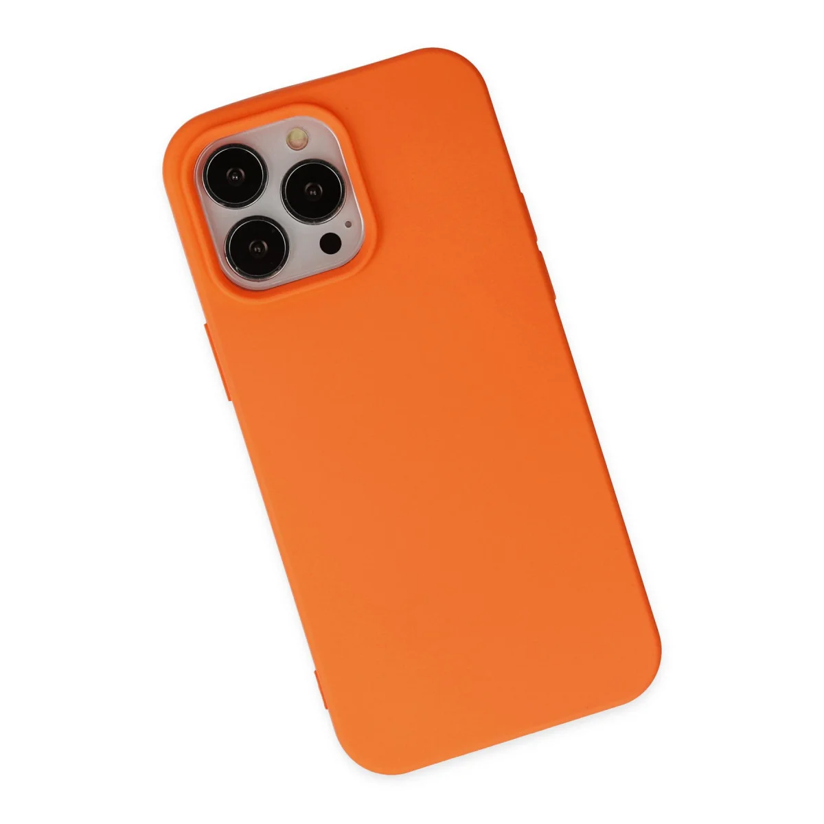iPhone 14 Pro Nano İçi Kadife Silikon Kılıf - Turuncu (Mükemmel Koruma ve Şıklık)
