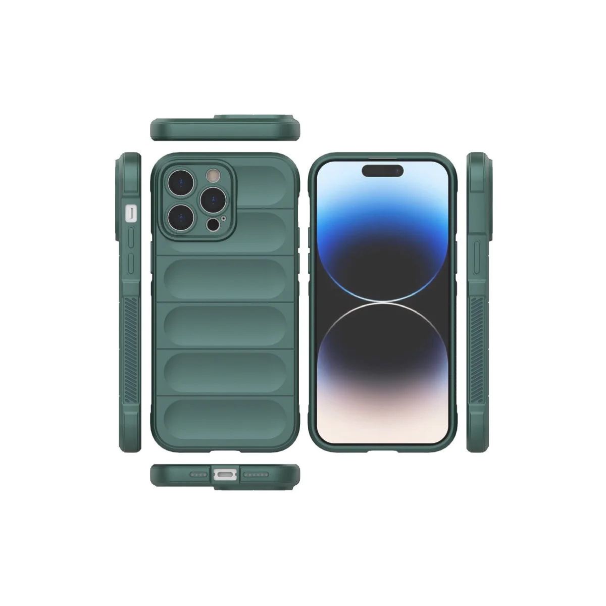 iPhone 14 Pro Optimum Silikon Kılıf - Koyu Yeşil ve 360° Şık Koruma