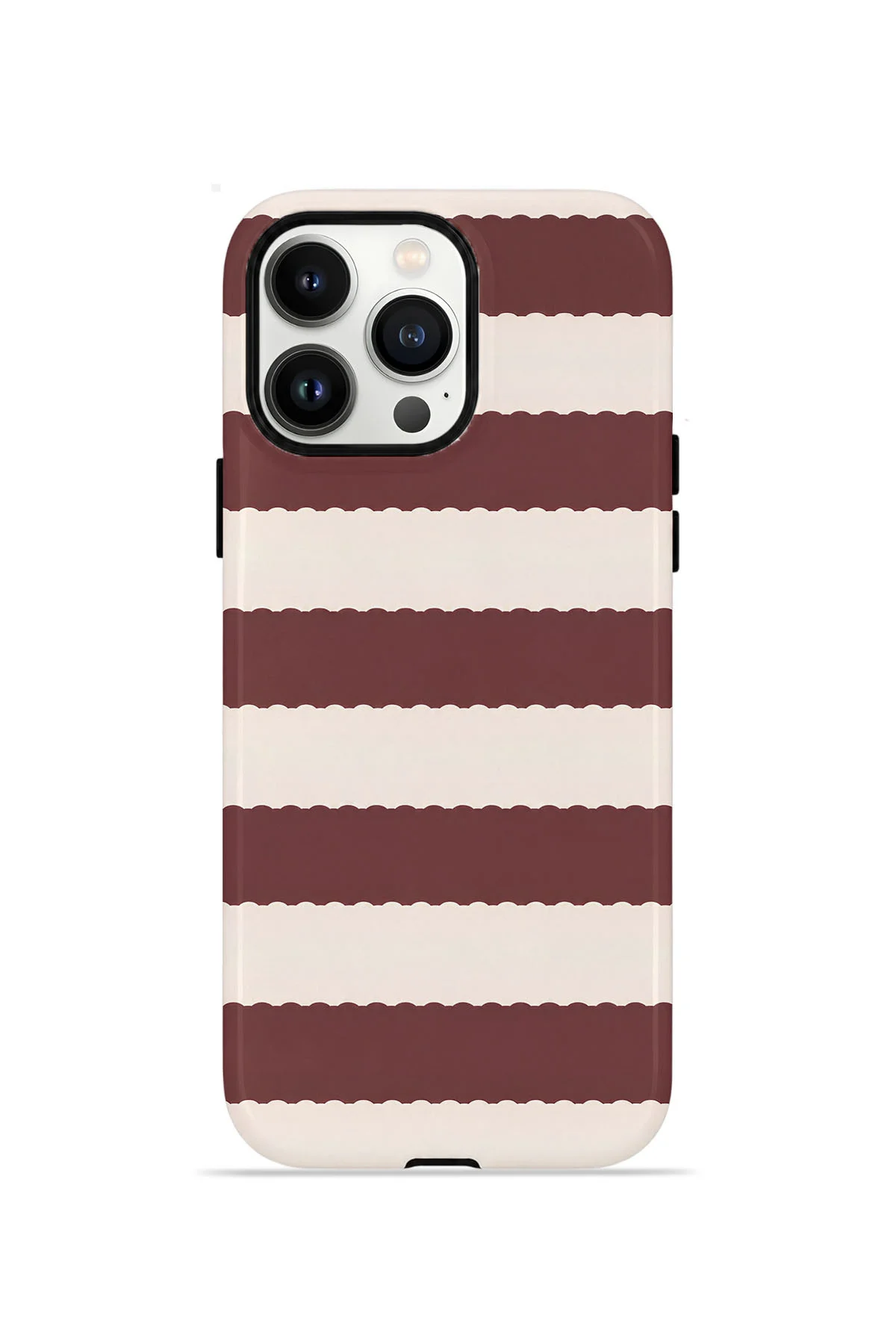 iPhone 14 Pro Vorian Çift Katmanlı Kılıf Plum Cream Stripe