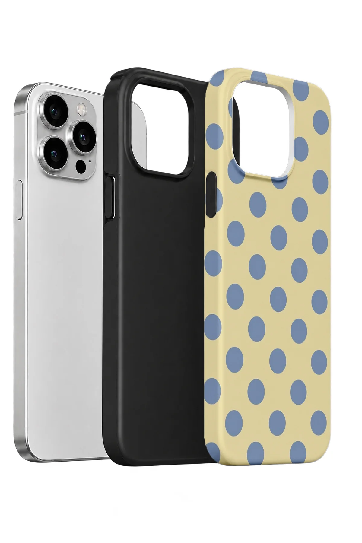 iPhone 14 Pro Vorian Çift Katmanlı Krem Mavi Puantiye Kılıf iPhone 14 Pro Vorian Çift Katmanlı Krem Mavi Puantiye Kılıf - Görsel 2