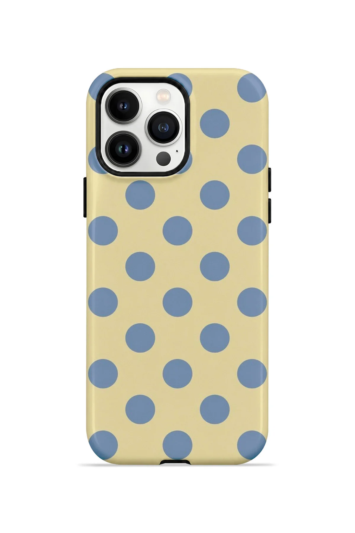 iPhone 14 Pro Vorian Çift Katmanlı Krem Mavi Puantiye Kılıf iPhone 14 Pro Vorian Çift Katmanlı Krem Mavi Puantiye Kılıf
