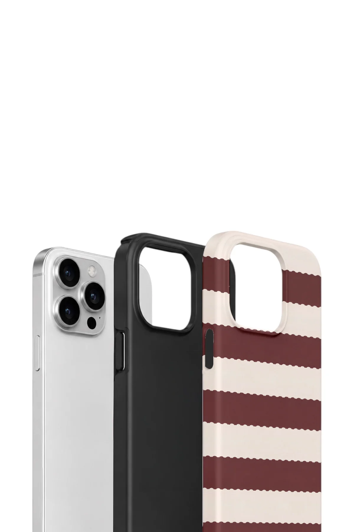 iPhone 14 Pro Vorian Çift Katmanlı Kılıf Plum Cream Stripe