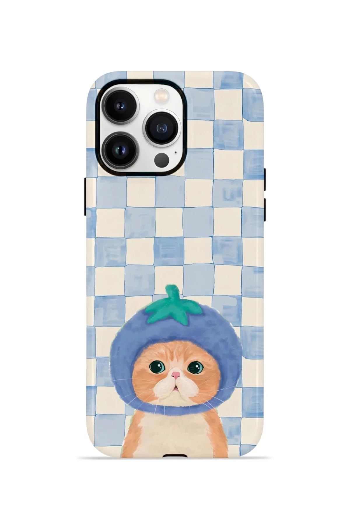 iPhone 14 Pro Vorian Çift Katmanlı Kılıf Blueberry Cat Check