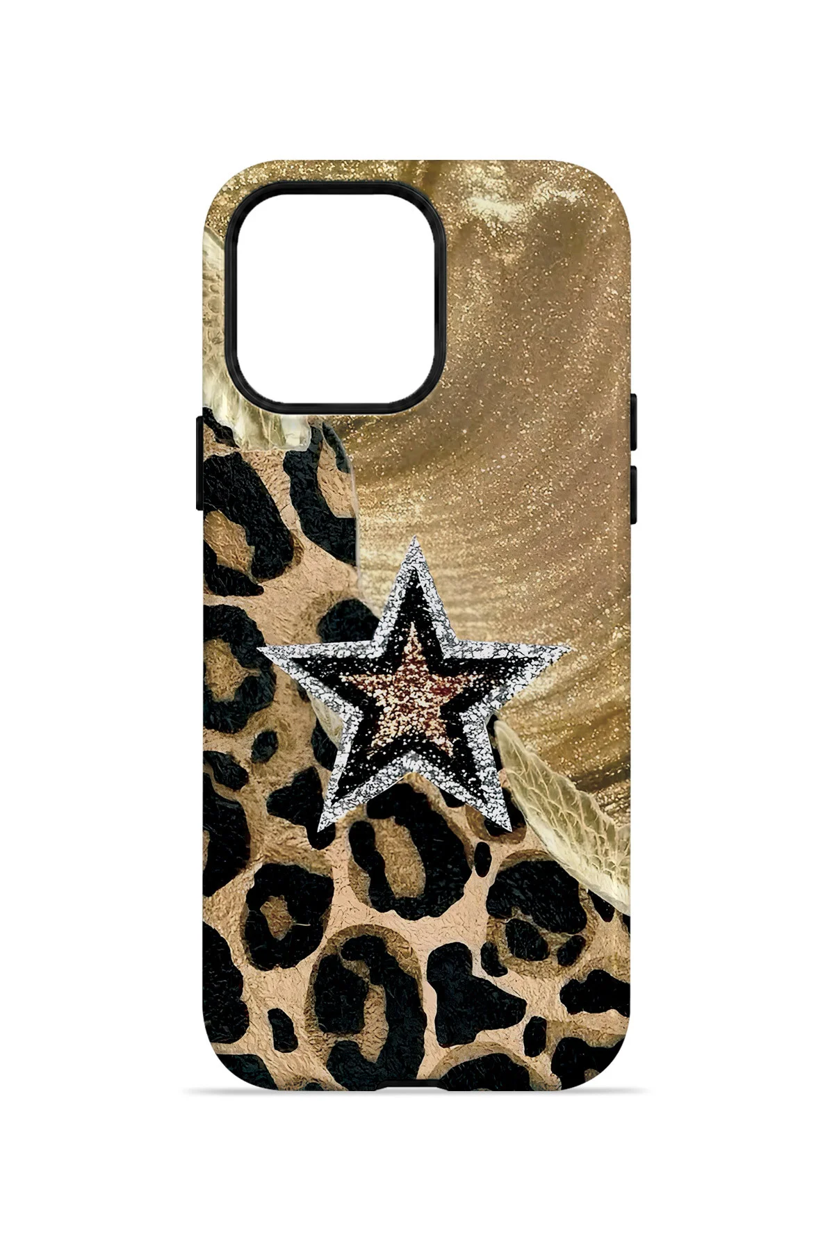 iPhone 14 Pro Vorian Çift Katmanlı Altın Leopar Yıldız Kılıf iPhone 14 Pro Vorian Çift Katmanlı Altın Leopar Yıldız Kılıf - Görsel 4
