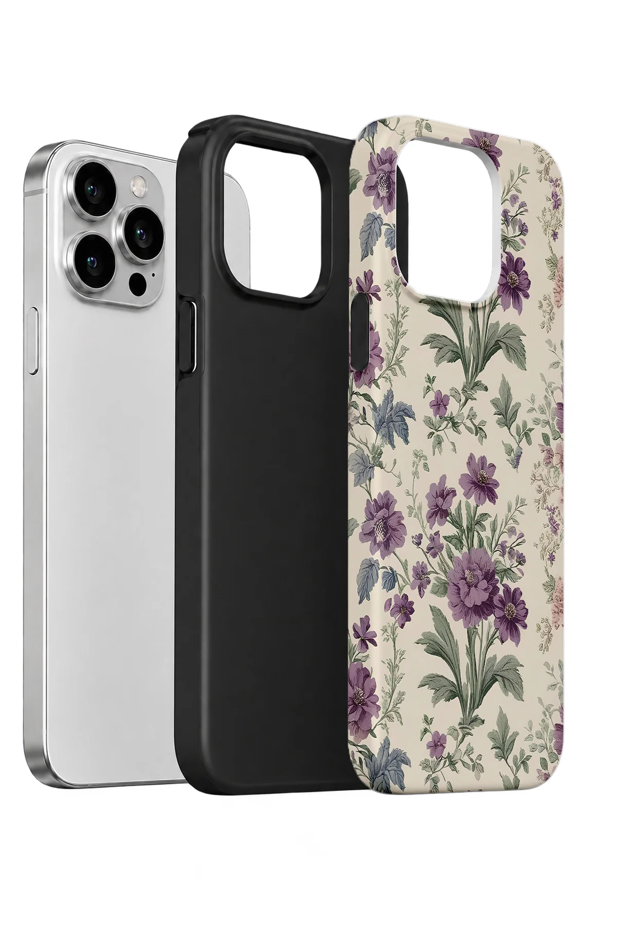 iPhone 14 Pro Vorian Çift Katmanlı Lavanta Botanik Kılıf - Görsel 2