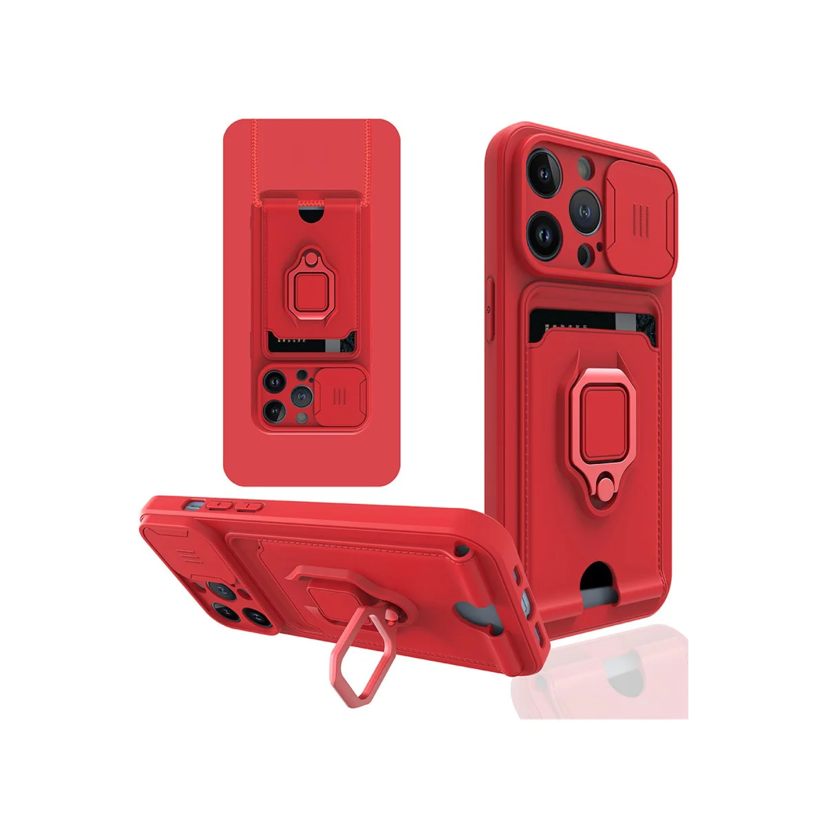 iPhone 14 Pro Zuma Kart Bölmeli Silikon Kılıf - Kamera Korumalı ve Standlı