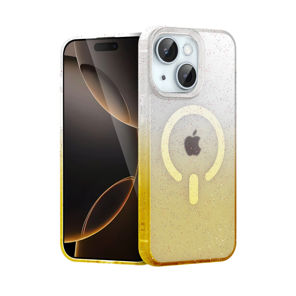 iPhone 14 Pummel Shiny Magsafe Kapak - Gold ve Renkli Tasarım