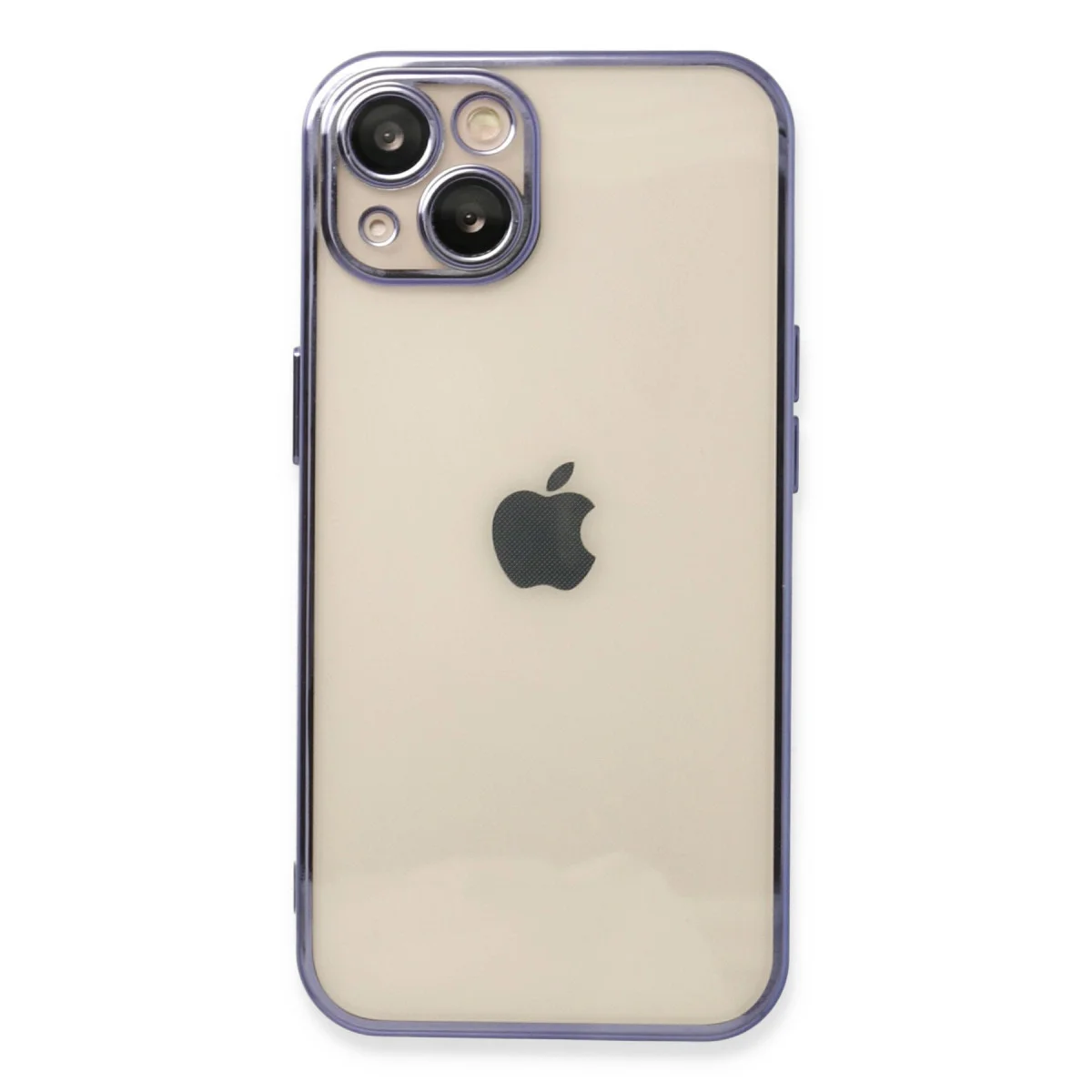 iPhone 14 Razer Lensli Silikon Kılıf - Mor (4 Köşe Hava Yastığı)