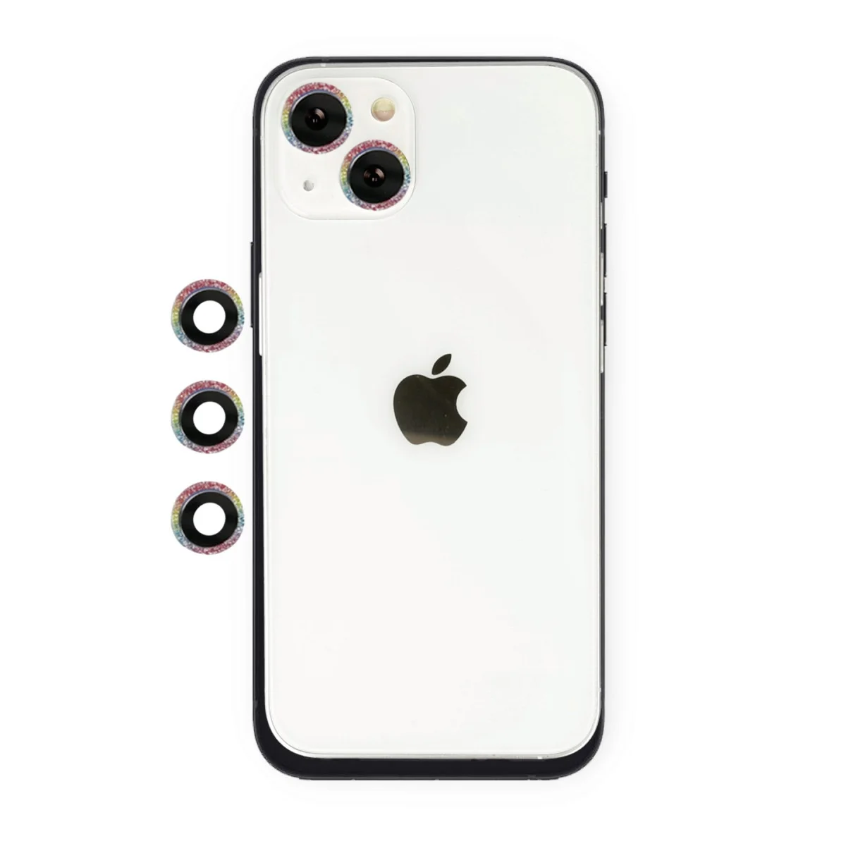 iPhone 14 Shine Kamera Lens - Rainbow, Optik Dereceli Alüminyum Lens Koruyucu