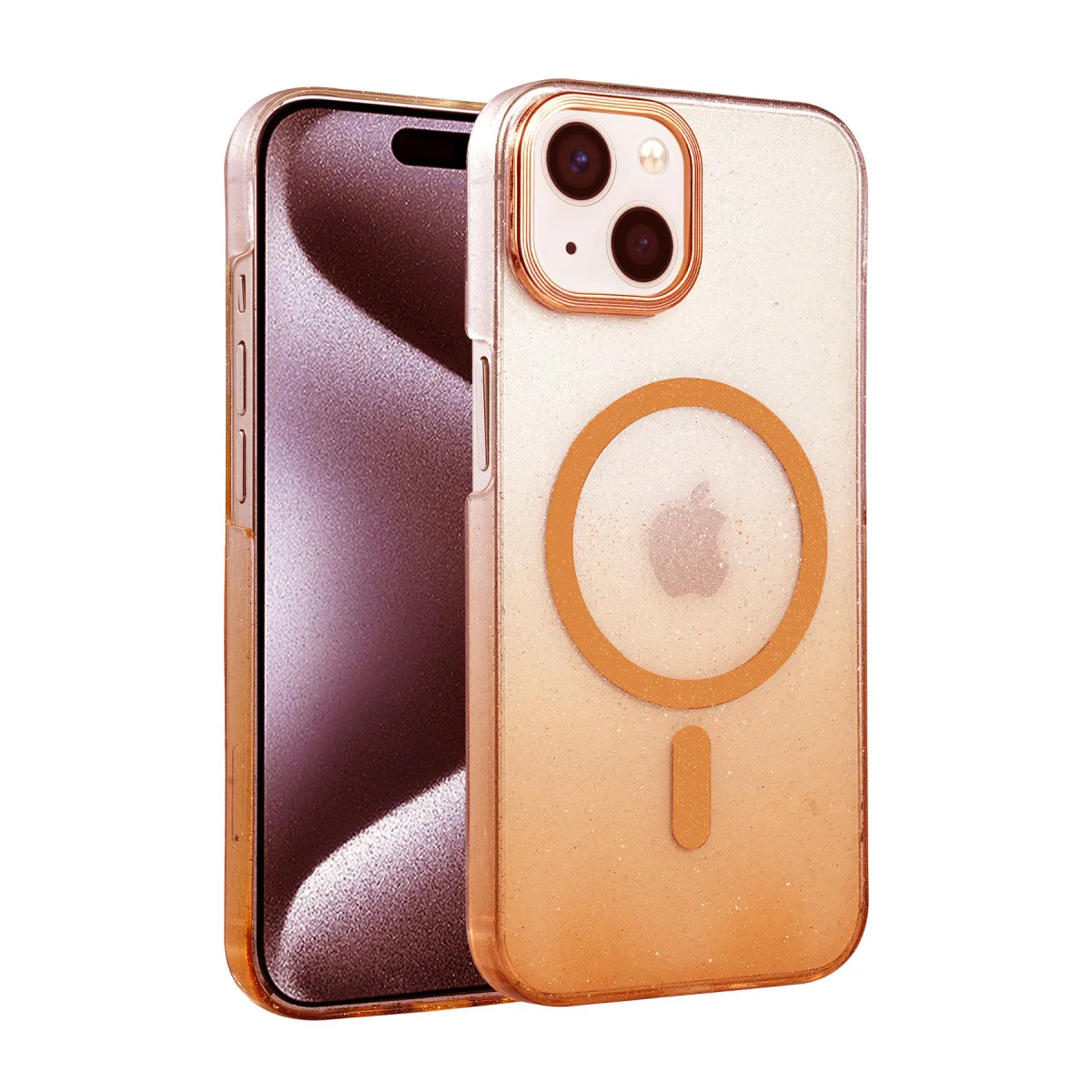 iPhone 14 Ultra İnce Magsafe Kapak - Turuncu (Glossy & Lüks)
