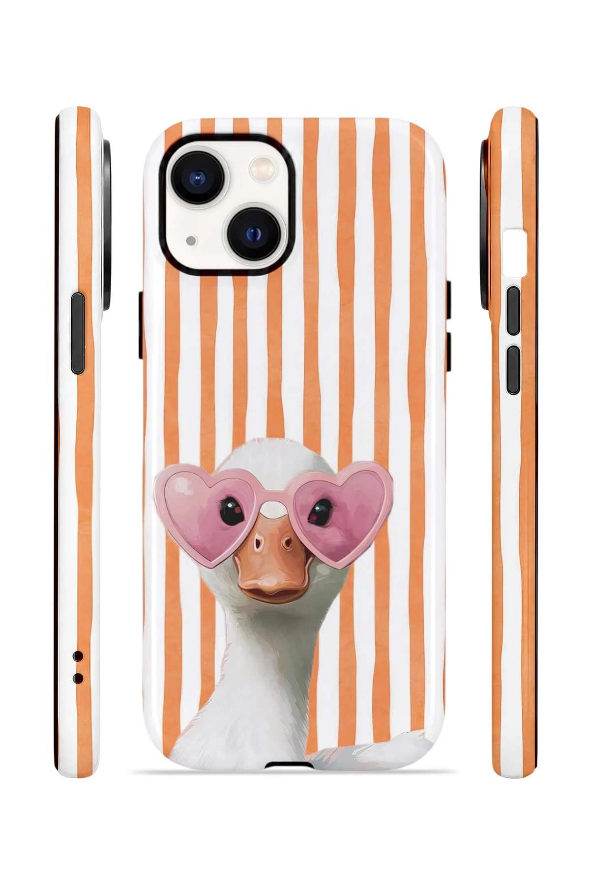 iPhone 14 Vorian Çift Katmanlı MagSafe Kılıf Heart Glasses Goose