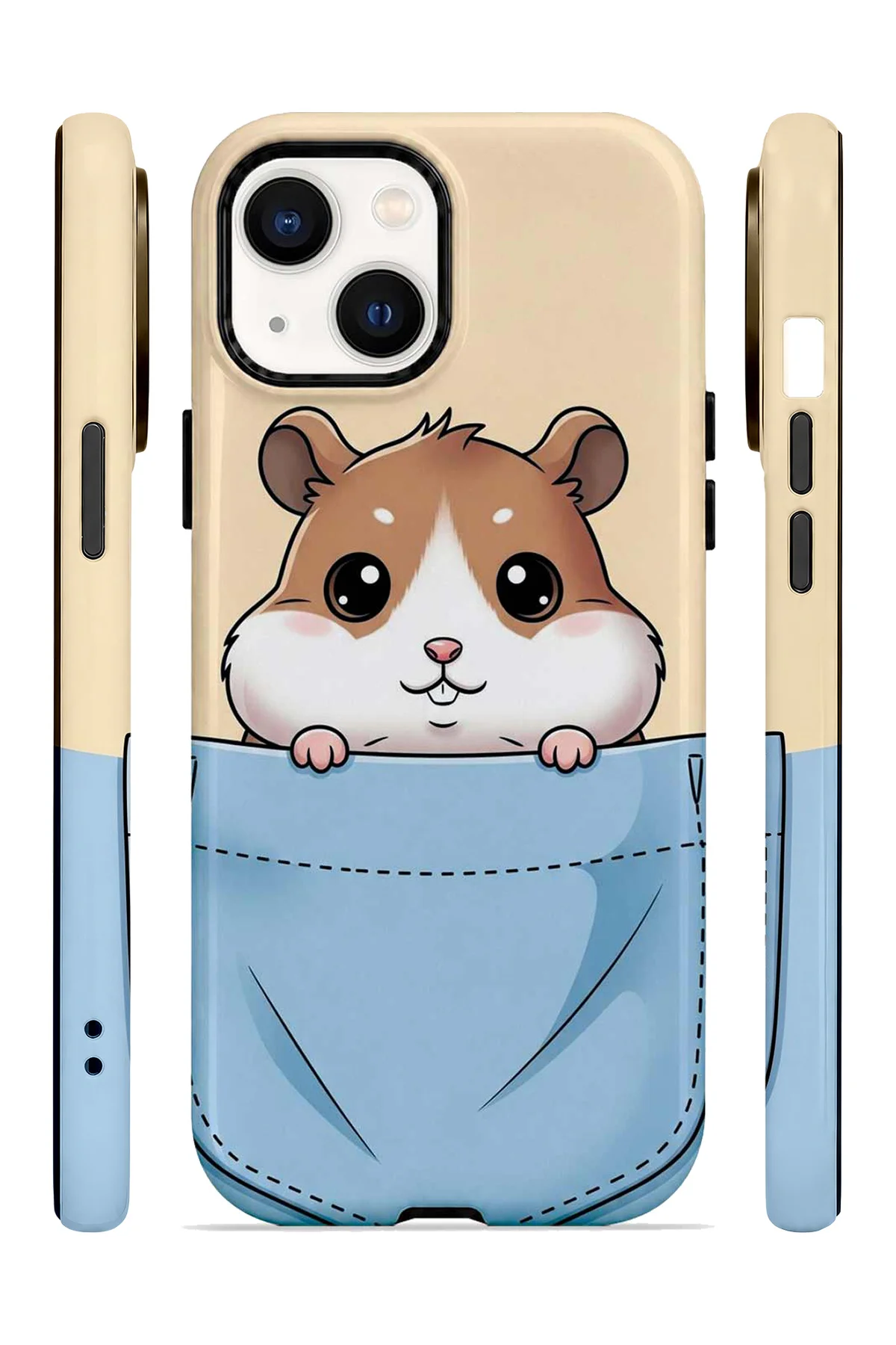 iPhone 14 Vorian Çift Katmanlı Cepli Hamsterli Kılıf - Görsel 3