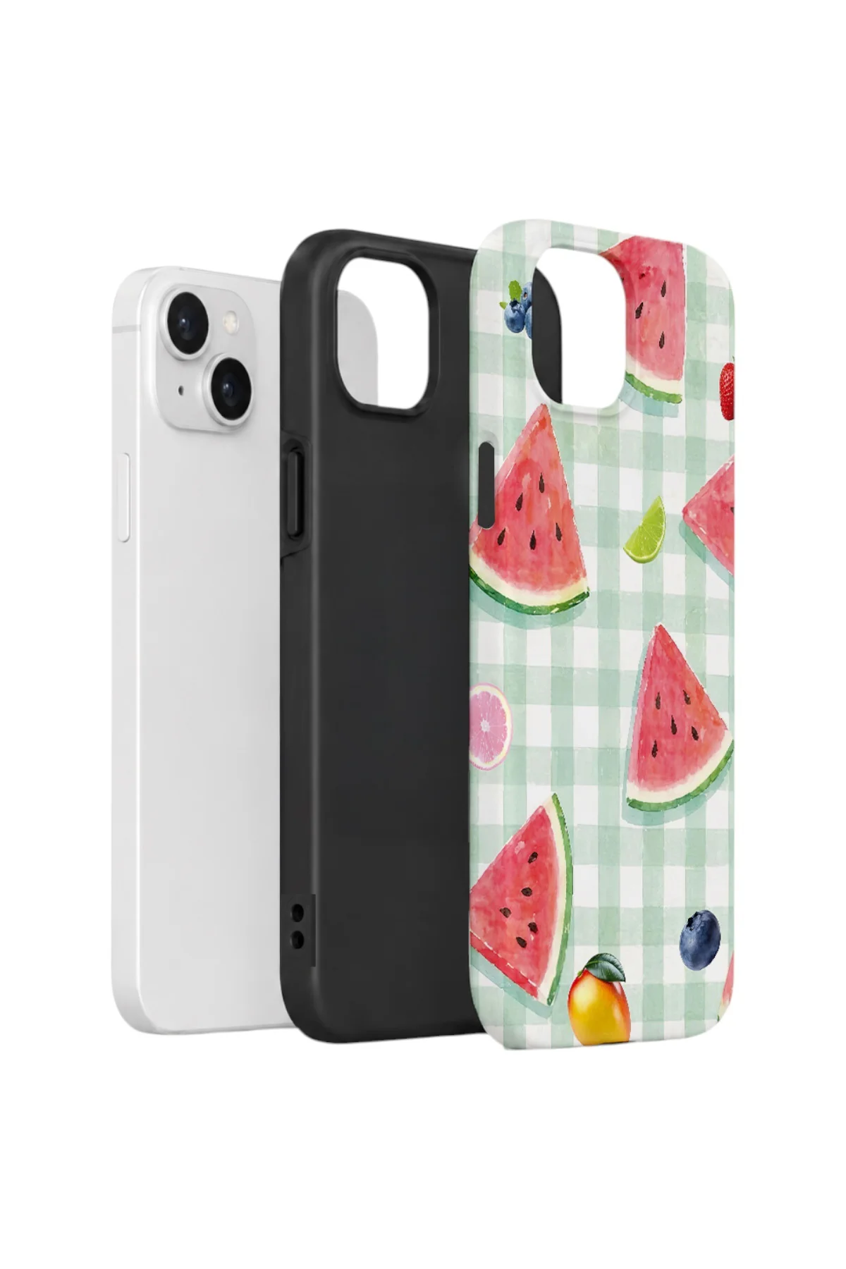 iPhone 14 Vorian Çift Katmanlı Kılıf Watermelon Picnic Gingham