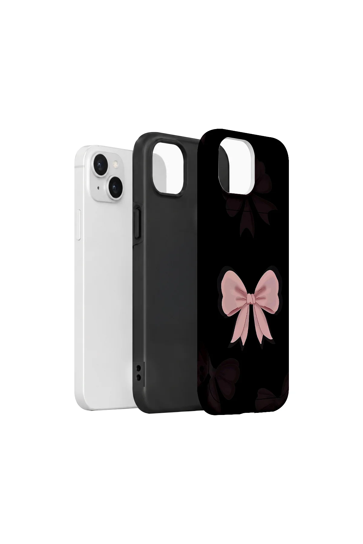iPhone 14 Vorian Çift Katmanlı Midnight Pink Bow Kılıf - Görsel 2