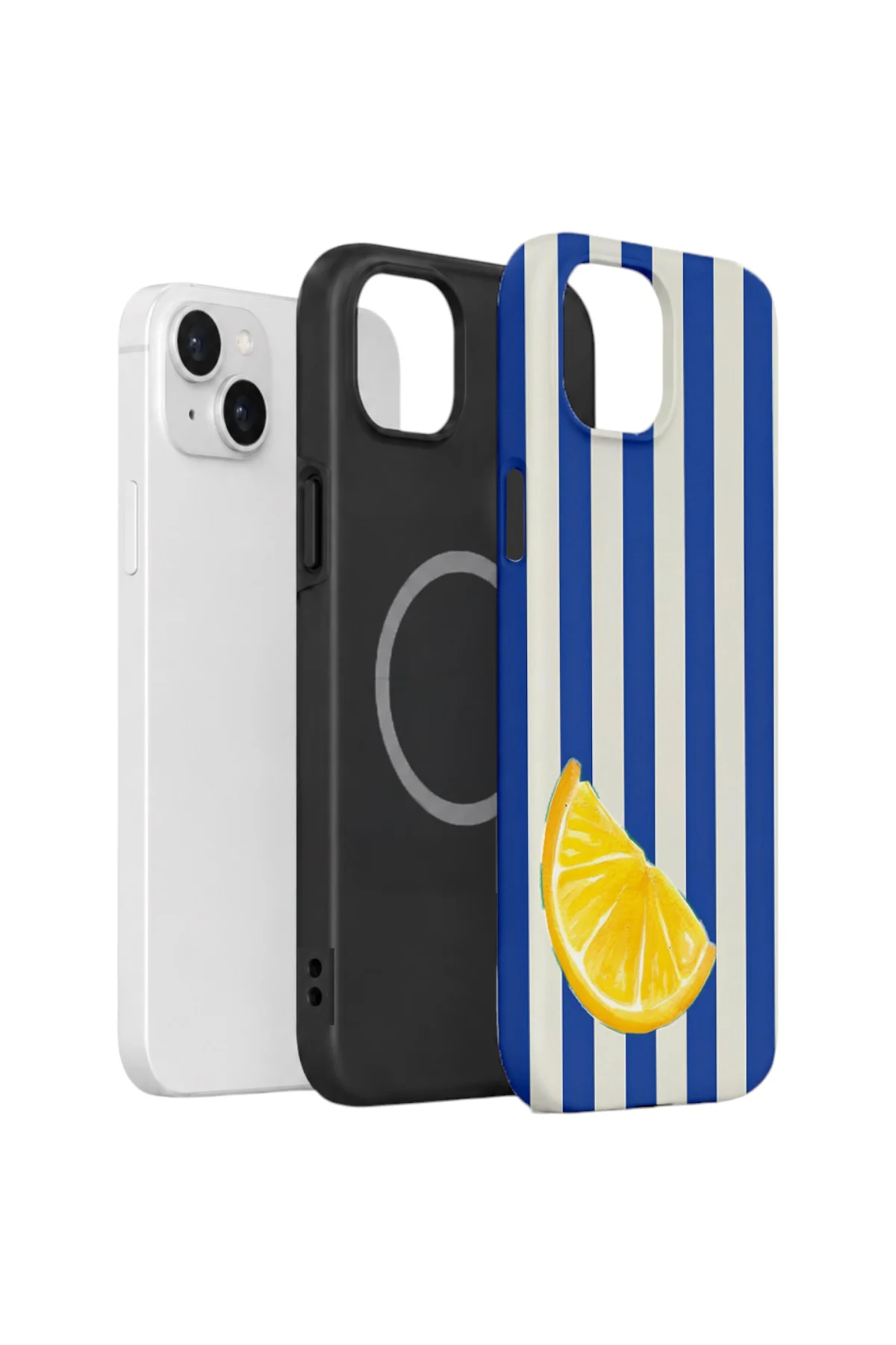 iPhone 14 Vorian Çift Katmanlı MagSafe Kılıf Lemon Coast Stripe