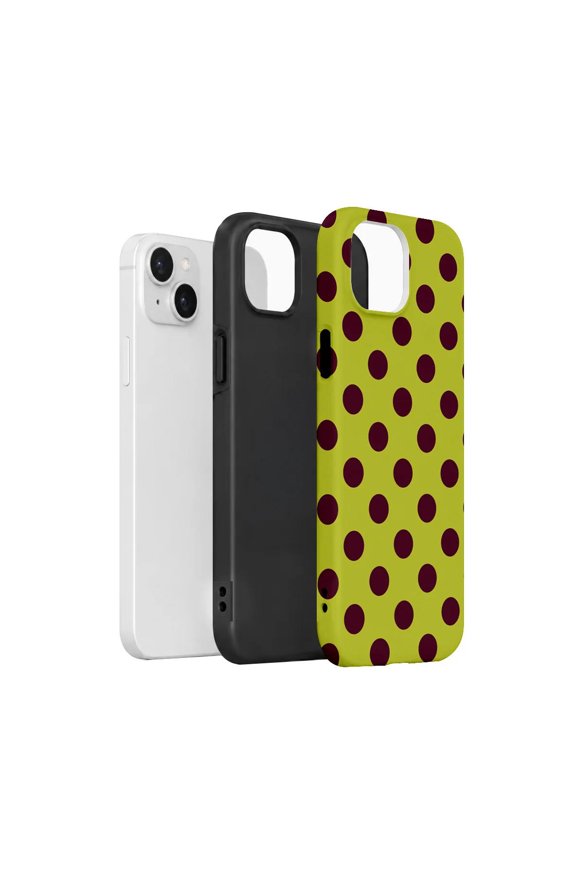 iPhone 14 Vorian Çift Katmanlı Limon Mürdüm Puantiye Kılıf iPhone 14 Vorian Çift Katmanlı Limon Mürdüm Puantiye Kılıf - Görsel 2