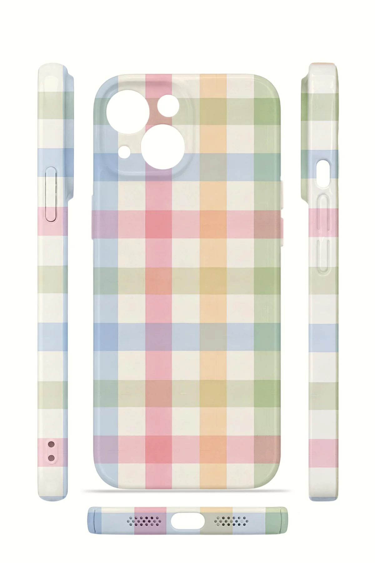 iPhone 14 Vorian İnce Kamera Korumalı Mika Kılıf Pastel Gingham iPhone 14 Vorian İnce Kamera Korumalı Mika Kılıf Pastel Gingham