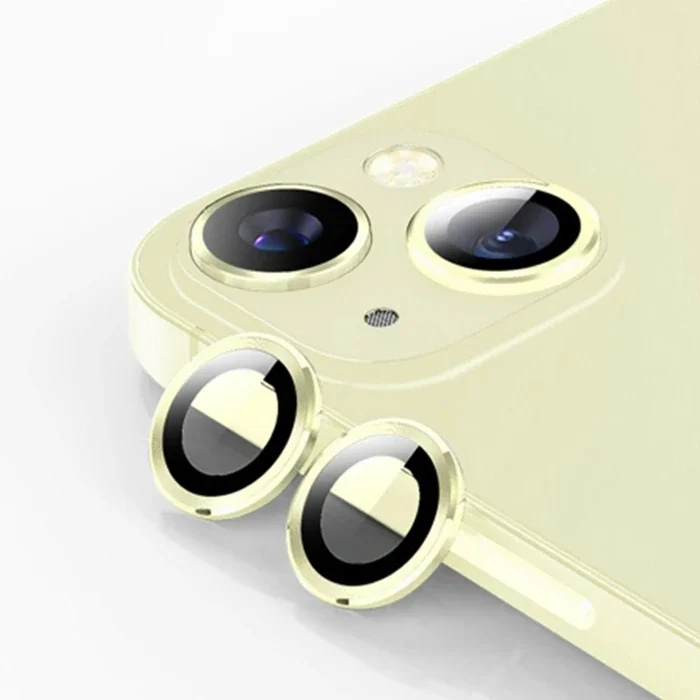iPhone 15 / 15 Plus Kamera Lens Koruyucu Cam - Metal Çerçeveli HD Temperli Cam