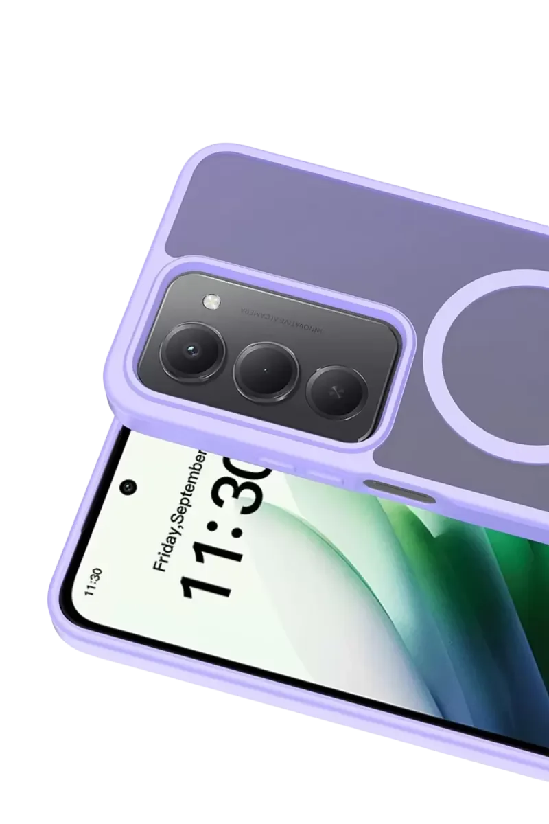 iPhone 15 4G ile Uyumlu Jota MagSafe Kılıf - Lila, Çift Katmanlı Koruma, Parmak İzi Tutmaz