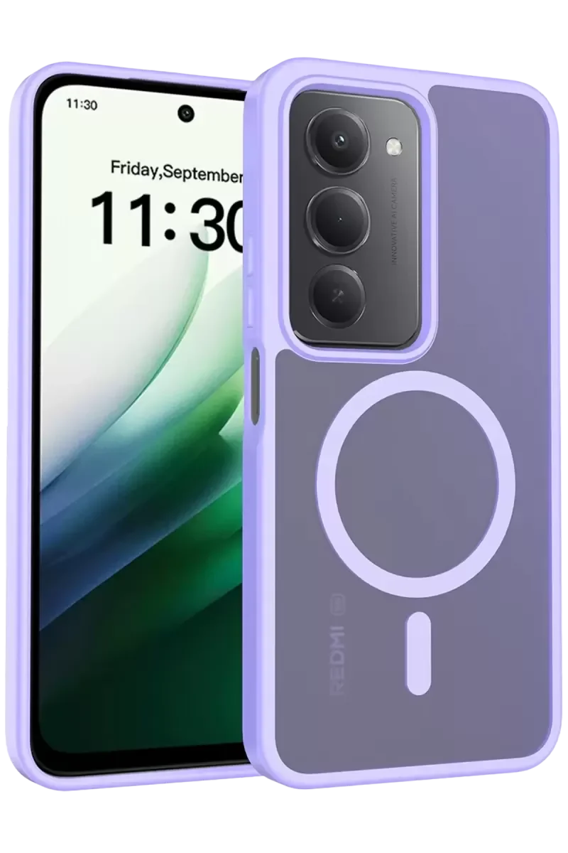 iPhone 15 4G ile Uyumlu Jota MagSafe Kılıf - Lila, Çift Katmanlı Koruma, Parmak İzi Tutmaz