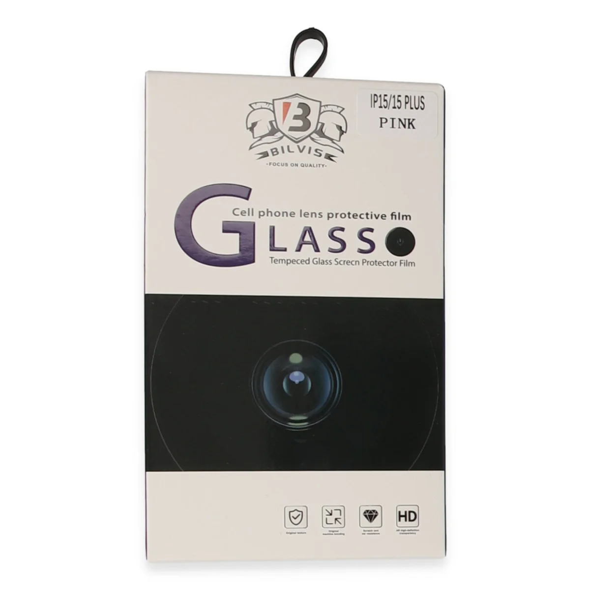 iPhone 15 Bilvis Titan Kamera Lens Pembe - Ultra HD Şeffaf ve 9H Sertlikli Kamera Kapağı