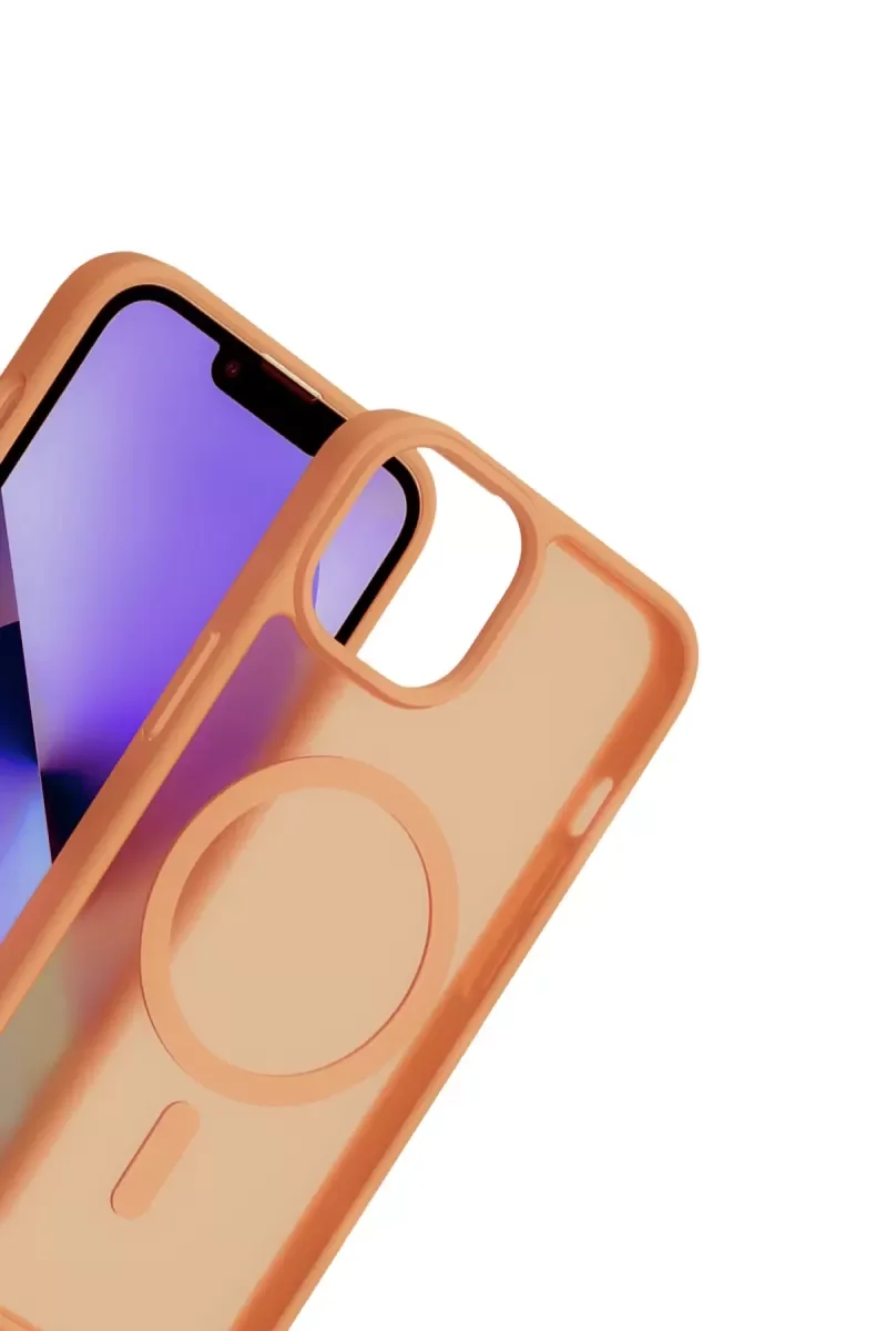 iPhone 15 ile Uyumlu Jota MagSafe Kapak - Turuncu, Premium Silikon Çift Katmanlı Koruma