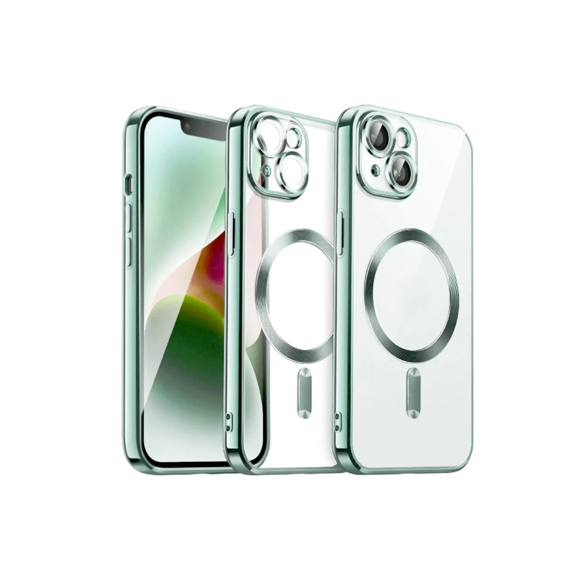 iPhone 15 Kross Magneticsafe Şeffaf Kapak - Açık Yeşil ve MagSafe Uyumlu