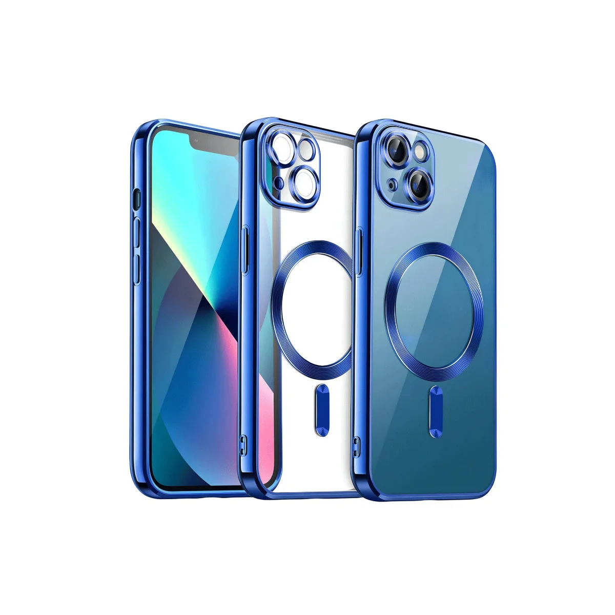 iPhone 15 Kross Magneticsafe Lacivert Kapak - Ultra Şeffaf, MagSafe Uyumlu ve 360° Korumalı