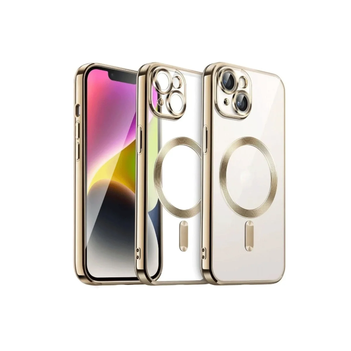 iPhone 15 Kross Magneticsafe Kapak - Gold - Ultra Şeffaf ve MagSafe Uyumlu