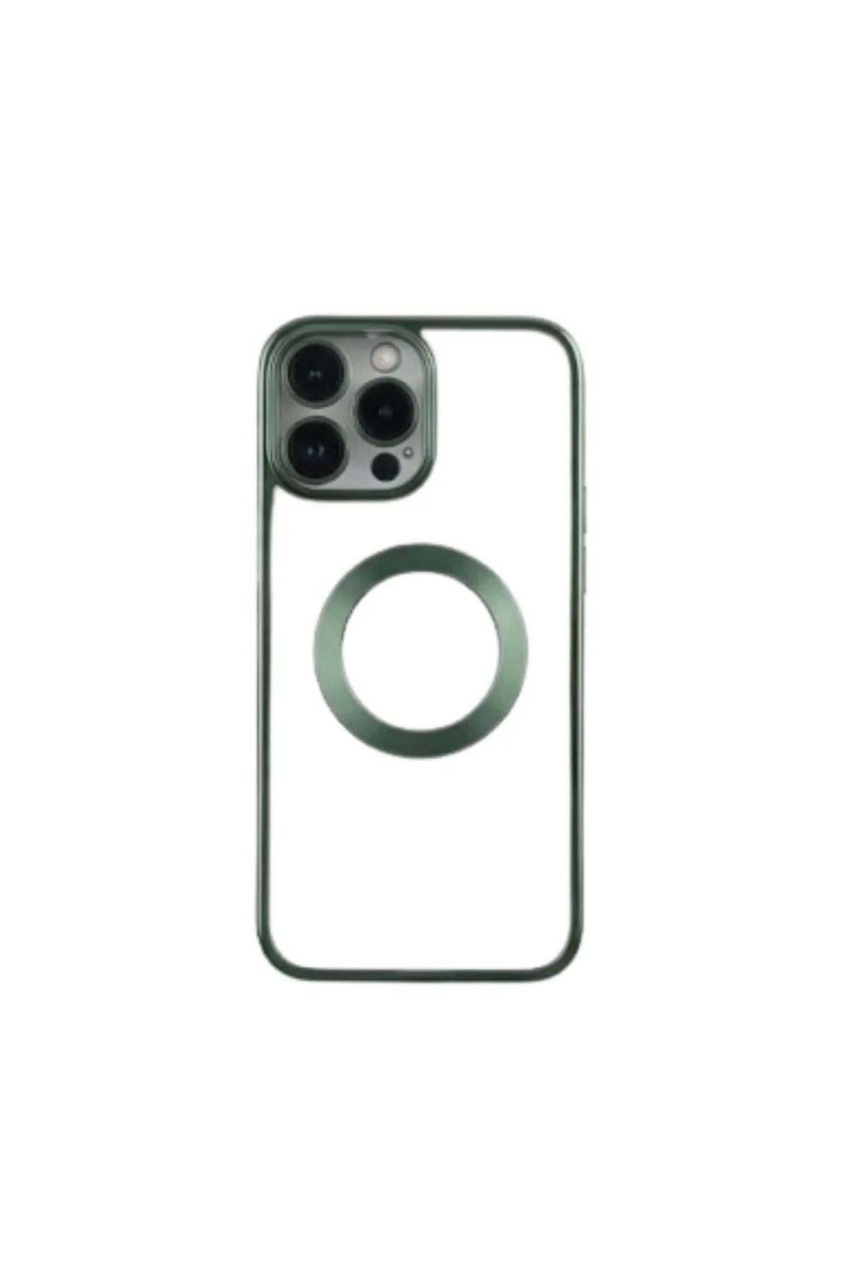 Iphone 15 Lensli Lazer Silikon Telefon Kılıfı Yeşil