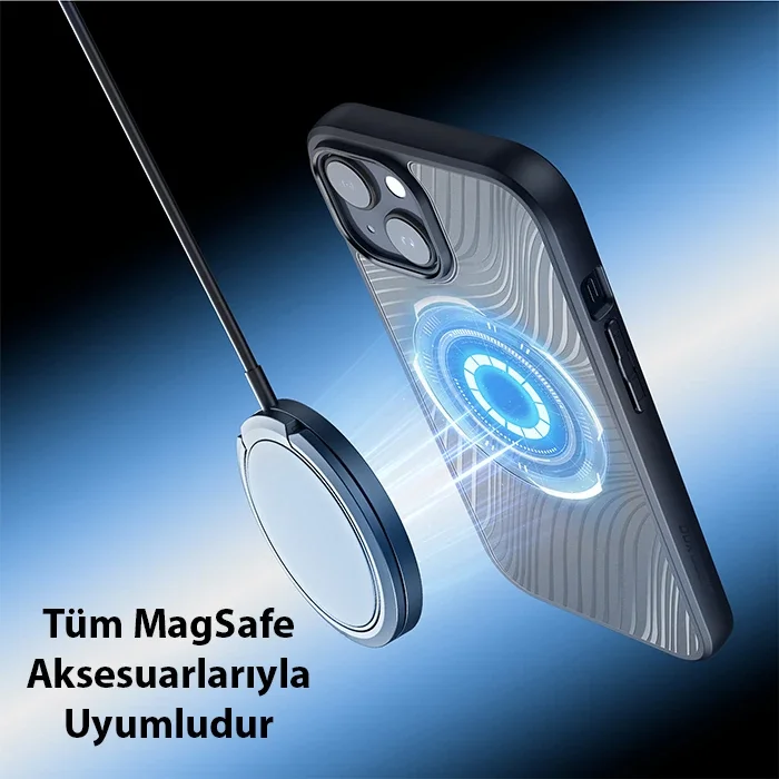 iPhone 15 MagSafe Şarjlı Buzlu Sert Kılıf - Darbeye Dayanıklı