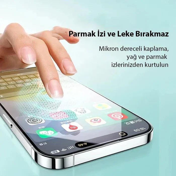 iPhone 15 Plus Crystal Full Koruma Eye-Protection Temperli Cam Ekran Koruyucu - 0.33mm Ultra İnce, %92 Işık Geçirgenliği