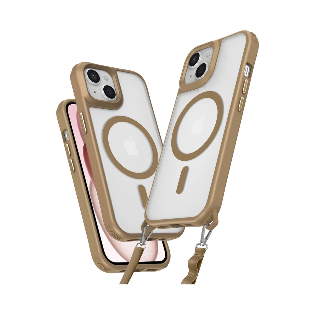 iPhone 15 Plus Enka MagSafe Silikon Kılıf - Desert | 3.66m Düşme Testi ve Çıkarılabilir Askı Aparatı