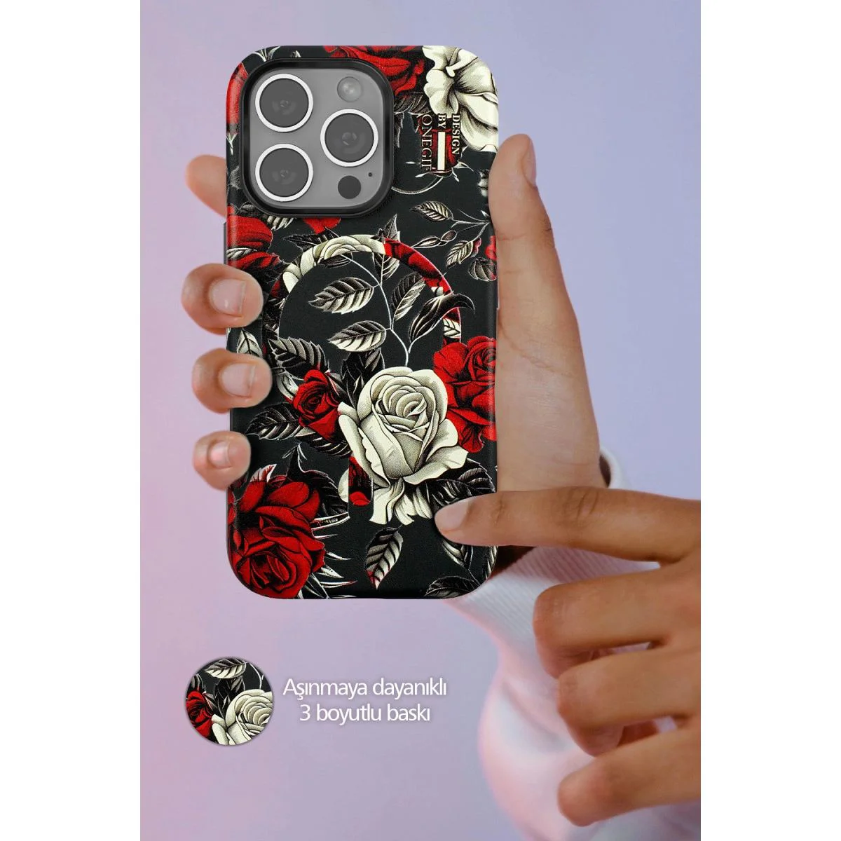 iPhone 15 Plus ile Uyumlu Flower Series MagSafe Kılıf - Siyah, 3D Canlı Gül Desenli Fiyatı, Yorumları ve Özellikleri