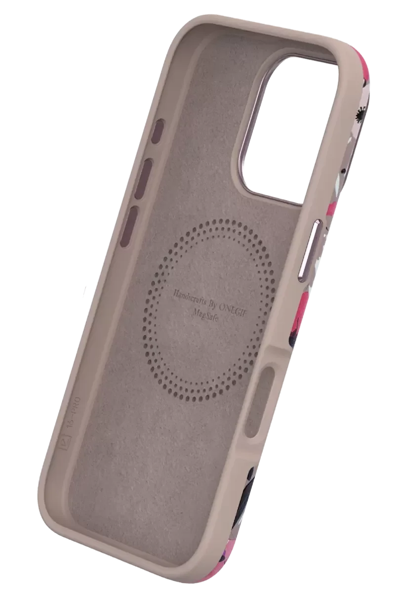 iPhone 15 Plus ile Uyumlu Flower Series Magsafe Kılıf - Gri 3D Gül Desenli