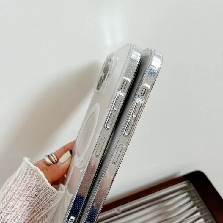 iPhone 15 Plus Magsafe Kılıf - Manyetik Şeffaf Silikon Sarma