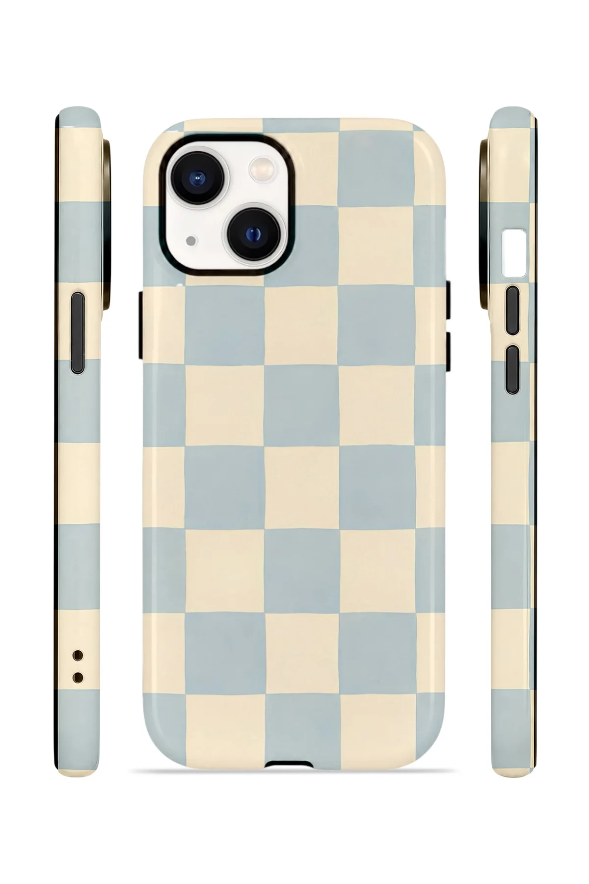 iPhone 15 Plus Vorian Çift Katmanlı Kılıf Powder Blue Checker