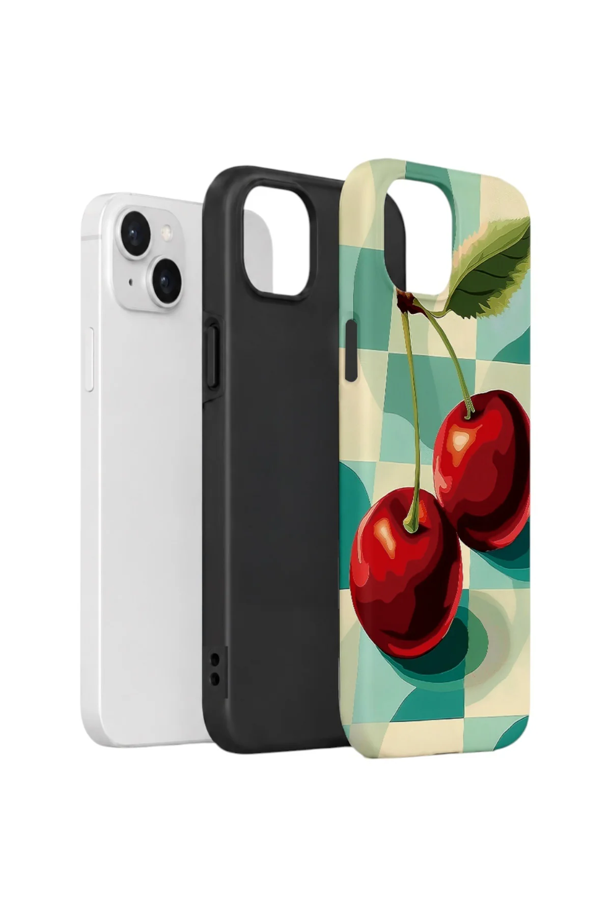 iPhone 15 Plus Vorian Çift Katmanlı Kılıf Retro Cherry Pop