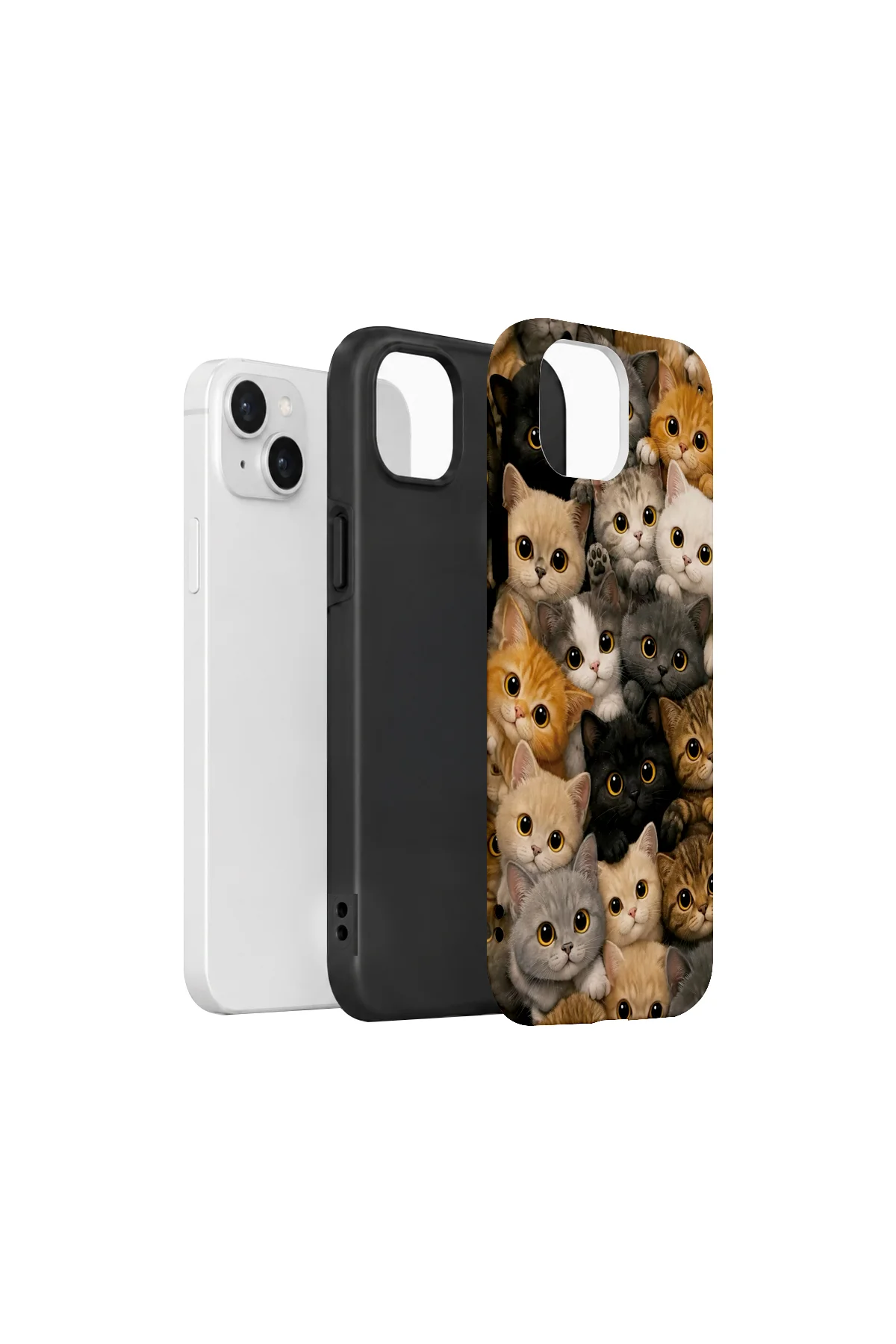 iPhone 15 Plus Vorian Çift Katmanlı Kedi Kalabalığı Kılıf - Görsel 2